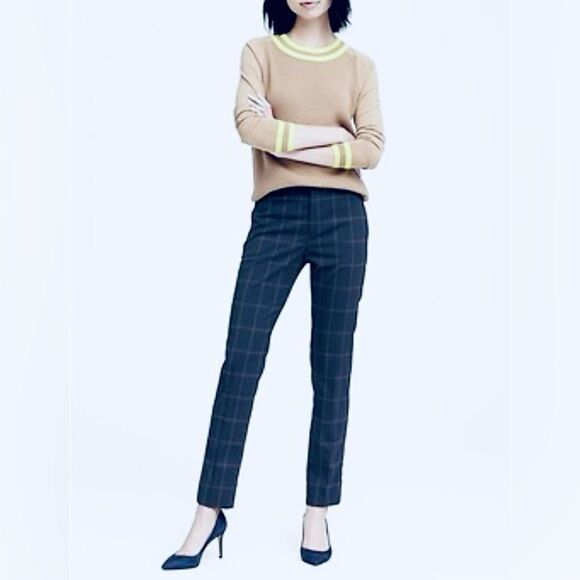 Banana Republic Ryan Slim Straight Fit Washable Windowpane Plaid Pant Black 6 - Picture 1 of 9